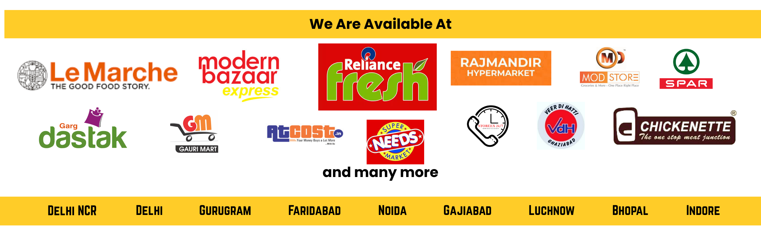 Logos of various retailers of Zeggss Organic